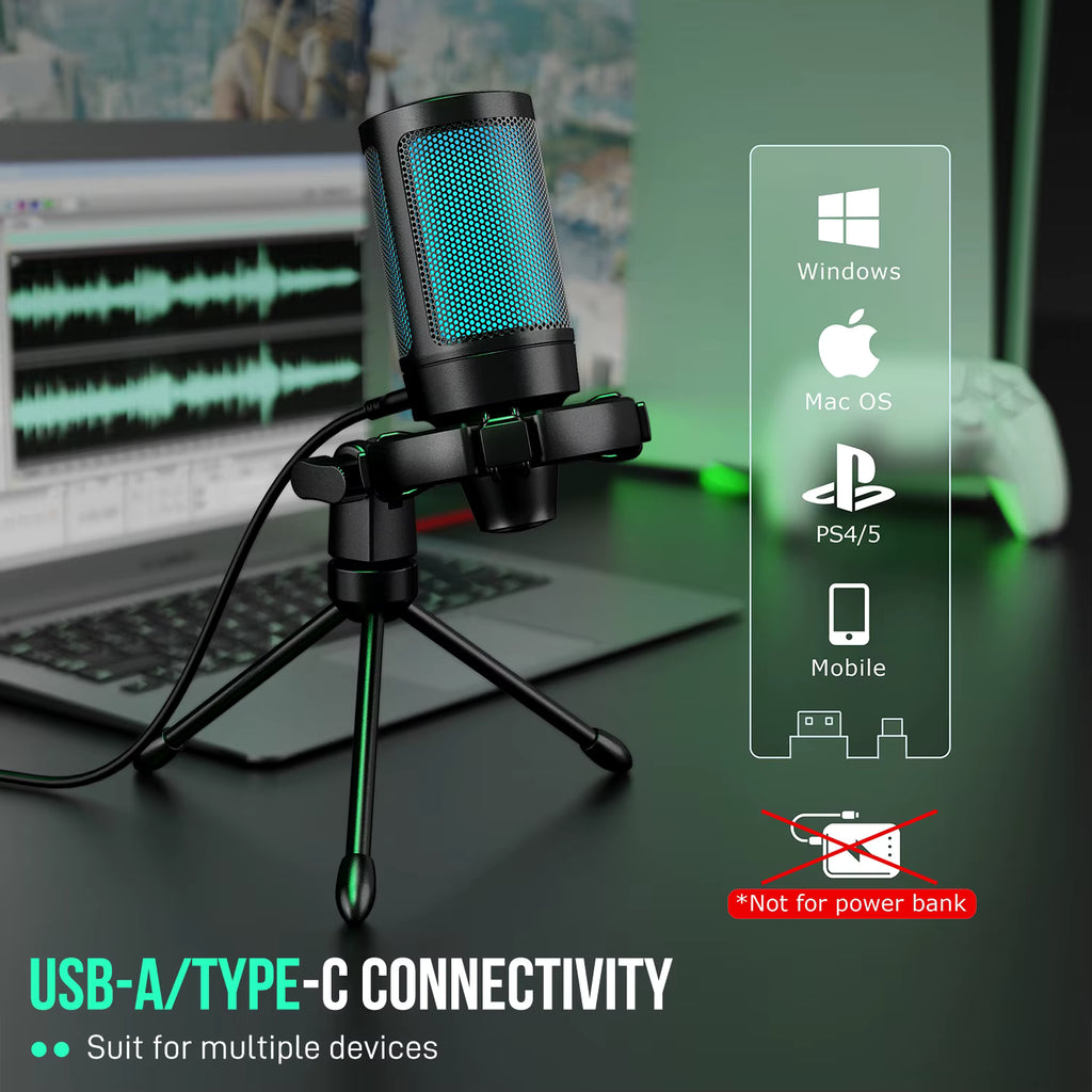 LED Gaming Microphone with Stand